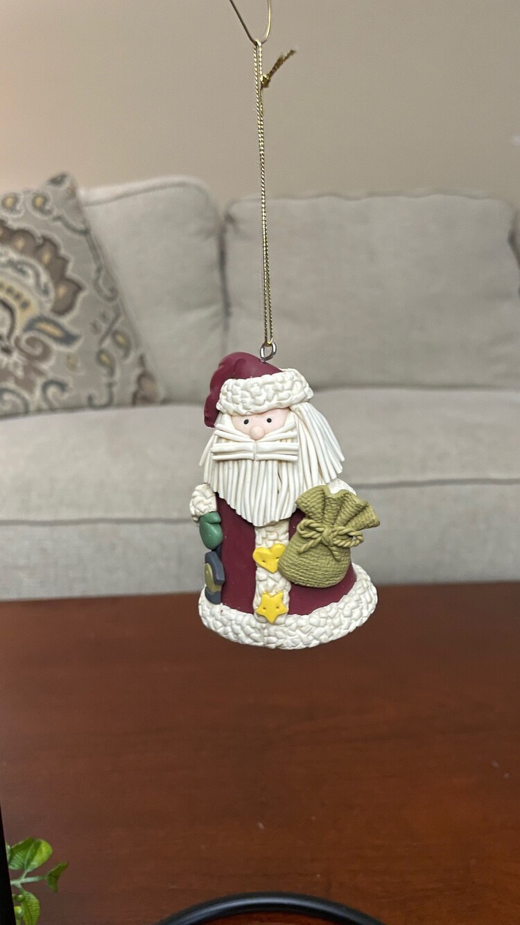 Santa Claus Ornament Burgundy White Hanging Christmas Decoration